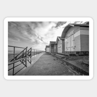 Traditional wooden beach huts on the Norfolk coast Sticker